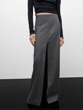 Mango x Jen Ceballos Wool Skirt with Slit Size M